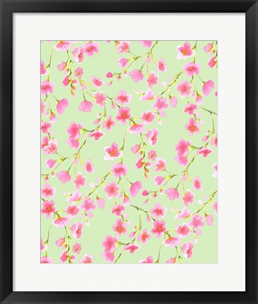 Framed Cherry Blossom Green Print