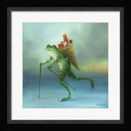 Framed Yuletide Frog Print