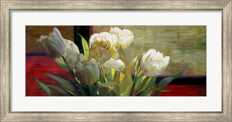Framed Tulips with Red Print