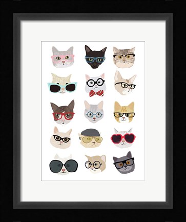 Framed Cats with Glasses Print
