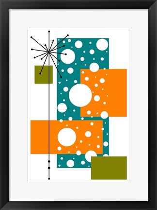 Framed Lacuna - Aqua and Orange Print
