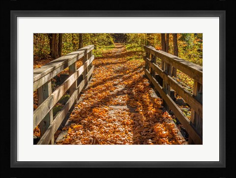 Framed Fall On The Footbridge Print