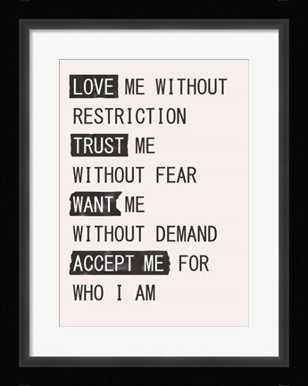 Framed Love Me 1 Print