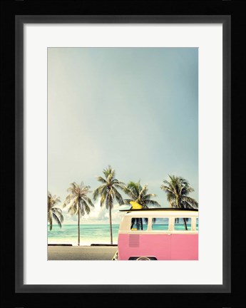 Framed Surf Bus Pink Print
