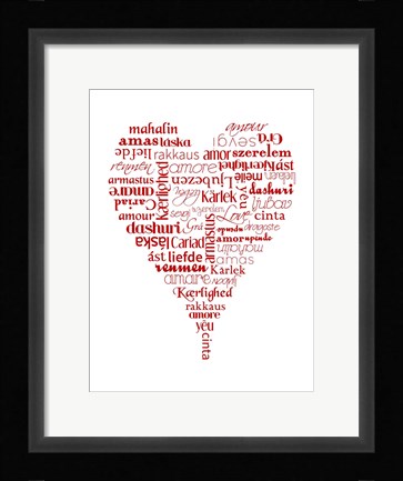 Framed Translation of Love (white) Print