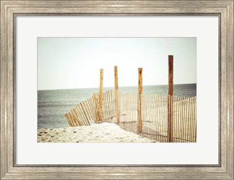 Framed Wooden Beach Fence Print