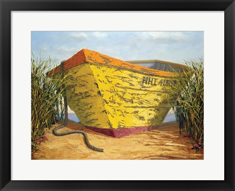 Framed Yellow and Orange Rowboat Print