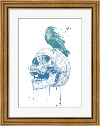 Framed New Skull (Blue) Print