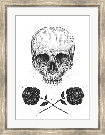 Framed Skull N Roses Print