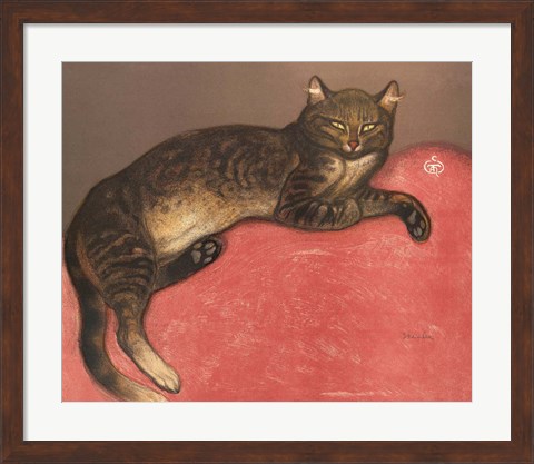 Framed Cat on a Cushion Print