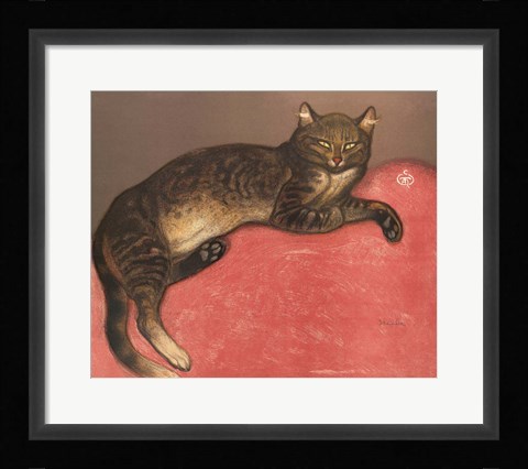 Framed Cat on a Cushion Print