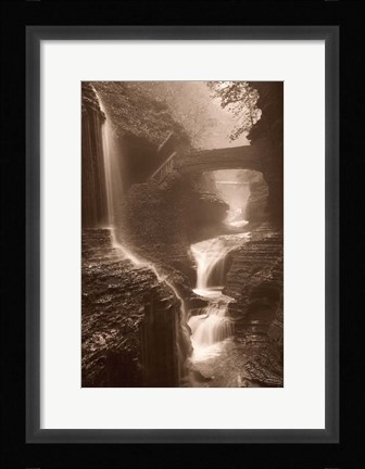 Framed Waterfall on a Rainy Day Print