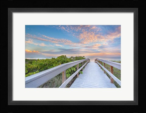 Framed Walk To Sunset Beach Print