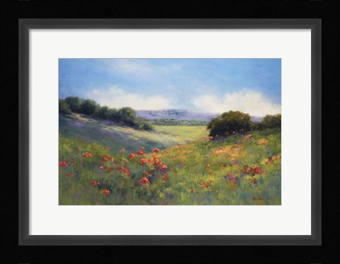 Framed Poppies with a View Print