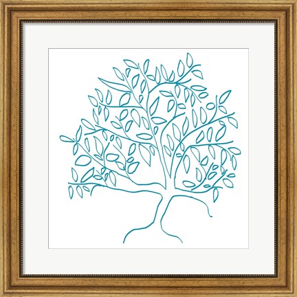Framed Teal Tree Print