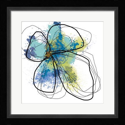 Framed Azure Petals I Print