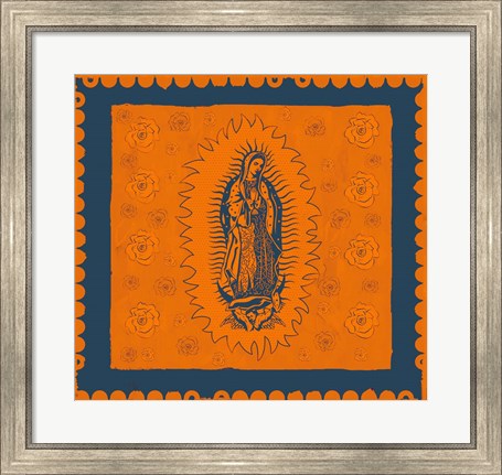 Framed Orange and Blue Mary Print