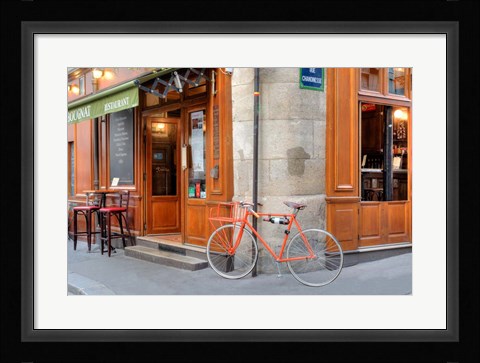 Framed Orange Bicycle, Paris Print