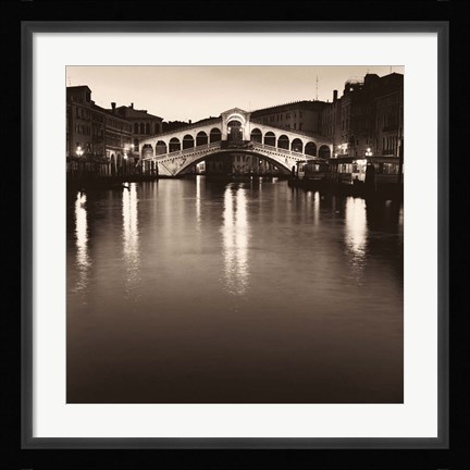 Framed Ponte Rialto di Notte Print