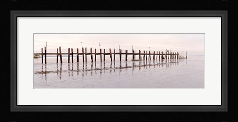 Framed Vintage Pier at Fishing Village Print