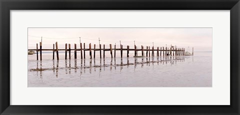 Framed Vintage Pier at Fishing Village Print