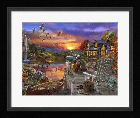 Framed Sunset Cabin Print