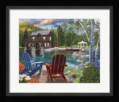Framed Summer at the Boathouse Print