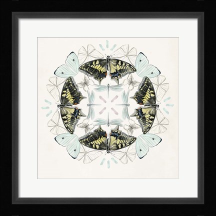Framed Butterfly Mandala I Print