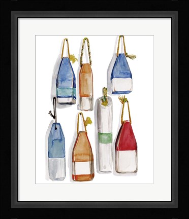 Framed Watercolor Buoys I Print