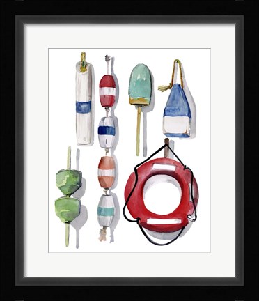Framed Watercolor Buoys II Print