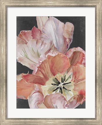 Framed Pastel Parrot Tulips I Print