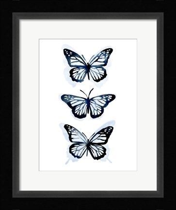 Framed Blue Butterfly Trio I Print