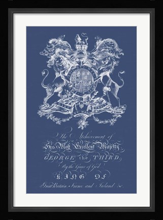 Framed Heraldry on Navy I Print