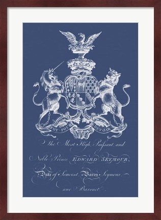 Framed Heraldry on Navy II Print