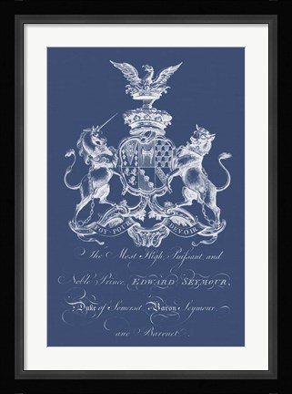 Framed Heraldry on Navy II Print