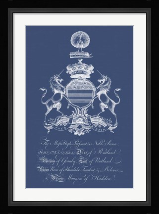 Framed Heraldry on Navy III Print
