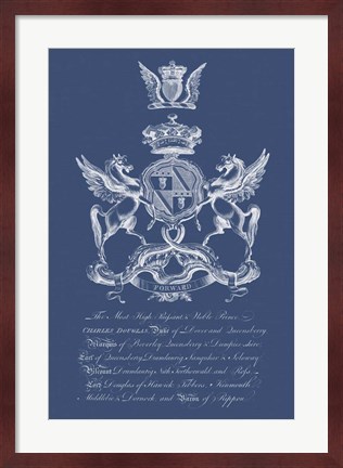 Framed Heraldry on Navy IV Print