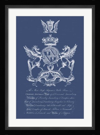 Framed Heraldry on Navy IV Print