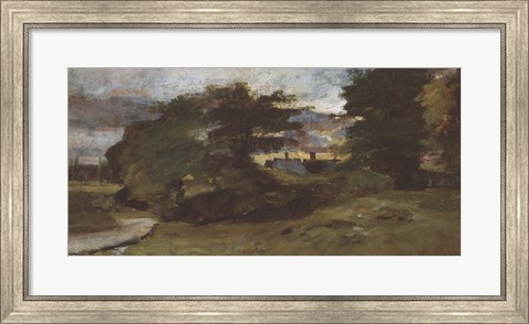Framed Landscape with Cottages Print