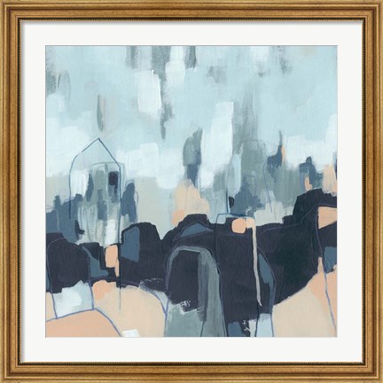 Framed Abstracted Indigo Skyline II Print