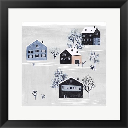 Framed Snowy Village I Print