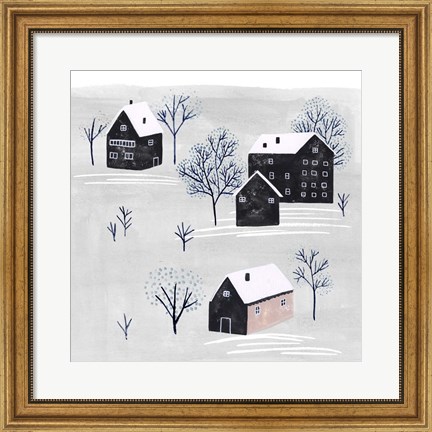 Framed Snowy Village II Print
