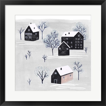 Framed Snowy Village II Print