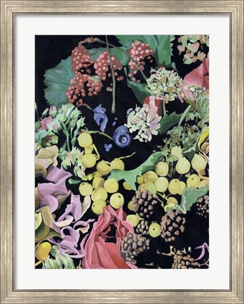 Framed Floral on Black II Print