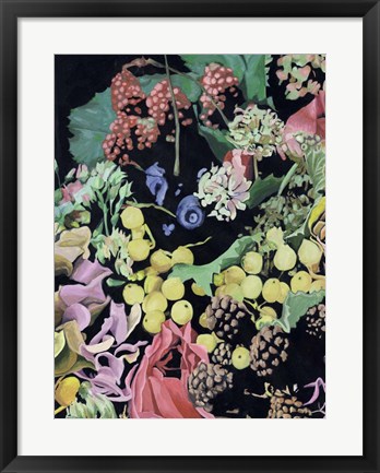 Framed Floral on Black II Print