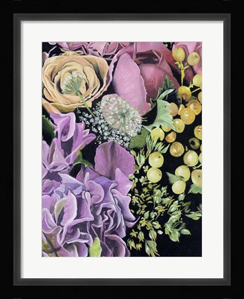 Framed Floral on Black III Print