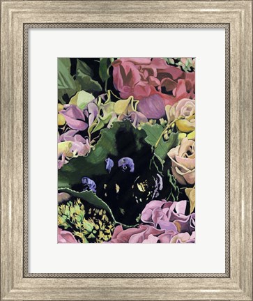 Framed Floral on Black IV Print