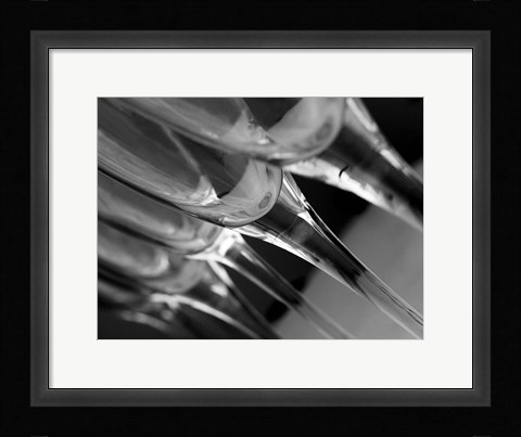 Framed Champagne Flutes In A Row 2 Print