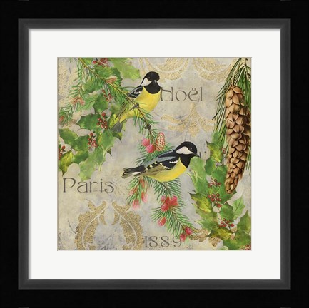 Framed Christmas Birds I Print