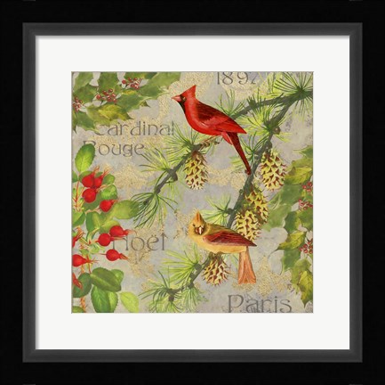 Framed Christmas Birds II Print